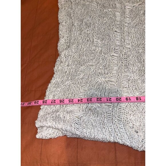 Free People Chunky Oversized Knit Grey Sweater Long-Sleeve Loose Fit For Women - Picture 5 of 7